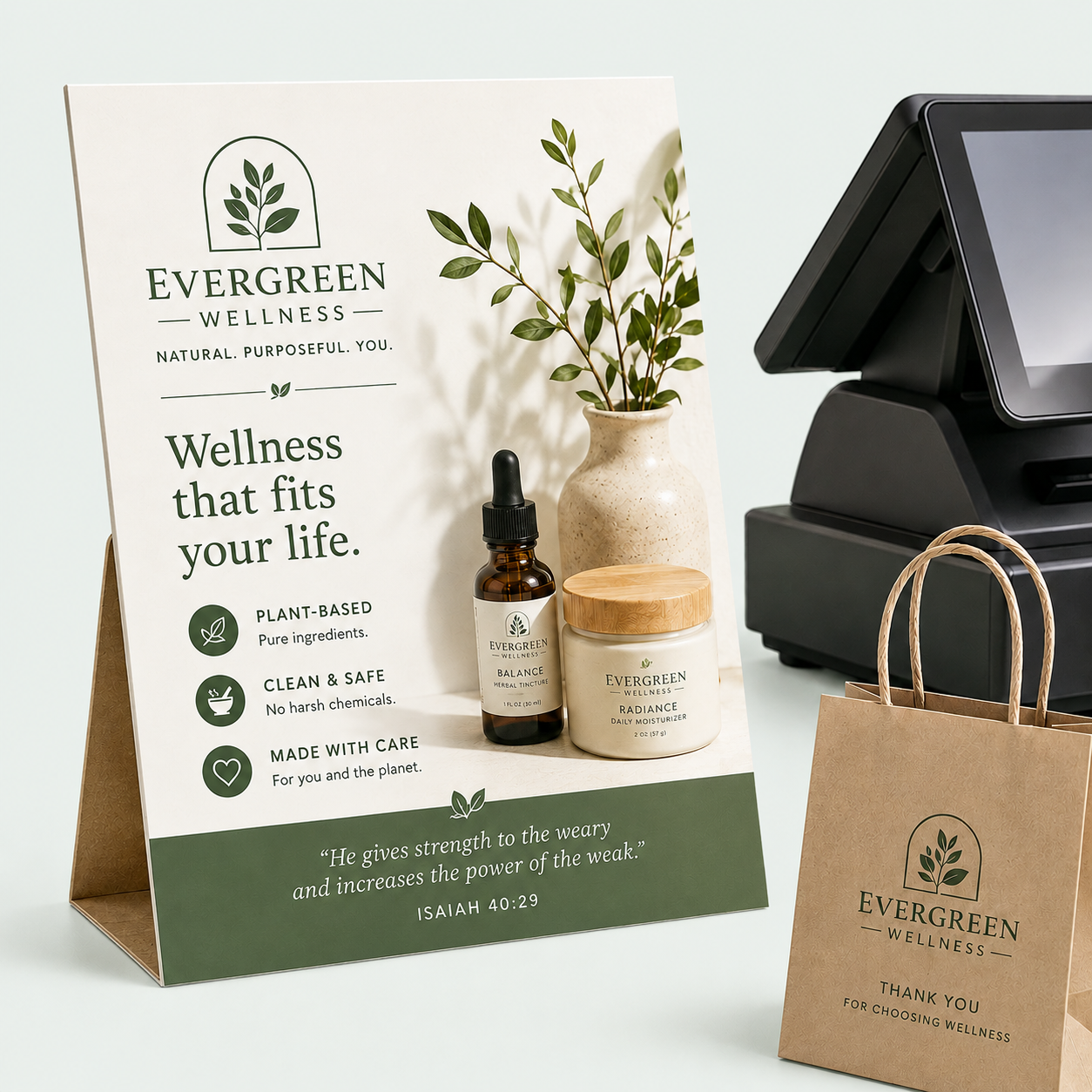 Custom counter cards for point of purchase promotions menus and information