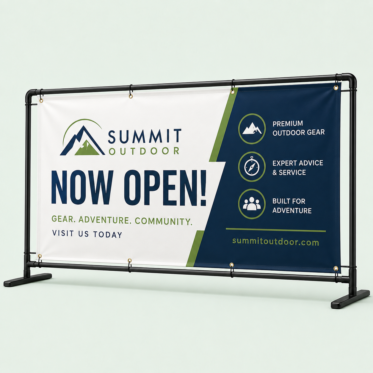 Custom vinyl banner, retractable banner stand and yard sign