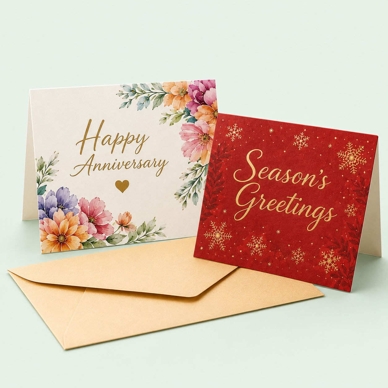 Custom printed birthday, holiday and thank-you greeting cards