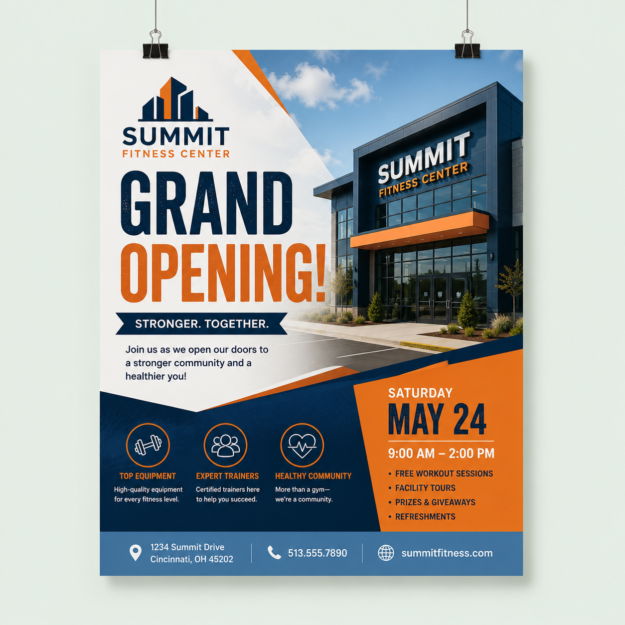 Custom full-color promotional poster displayed on a wall