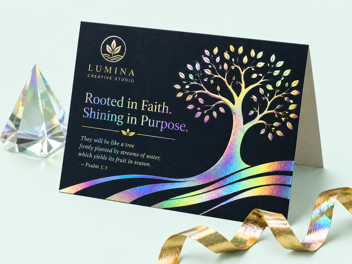 Akuafoil specialty printed card with brilliant metallic color