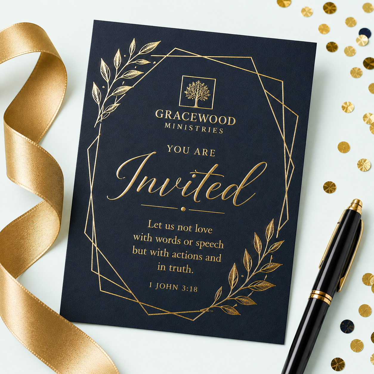 Premium printed cards with metallic foil accents