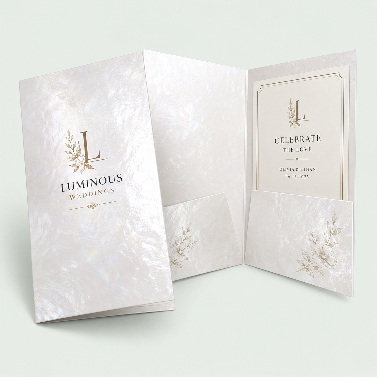 Elegant printed cards on shimmering pearl cardstock