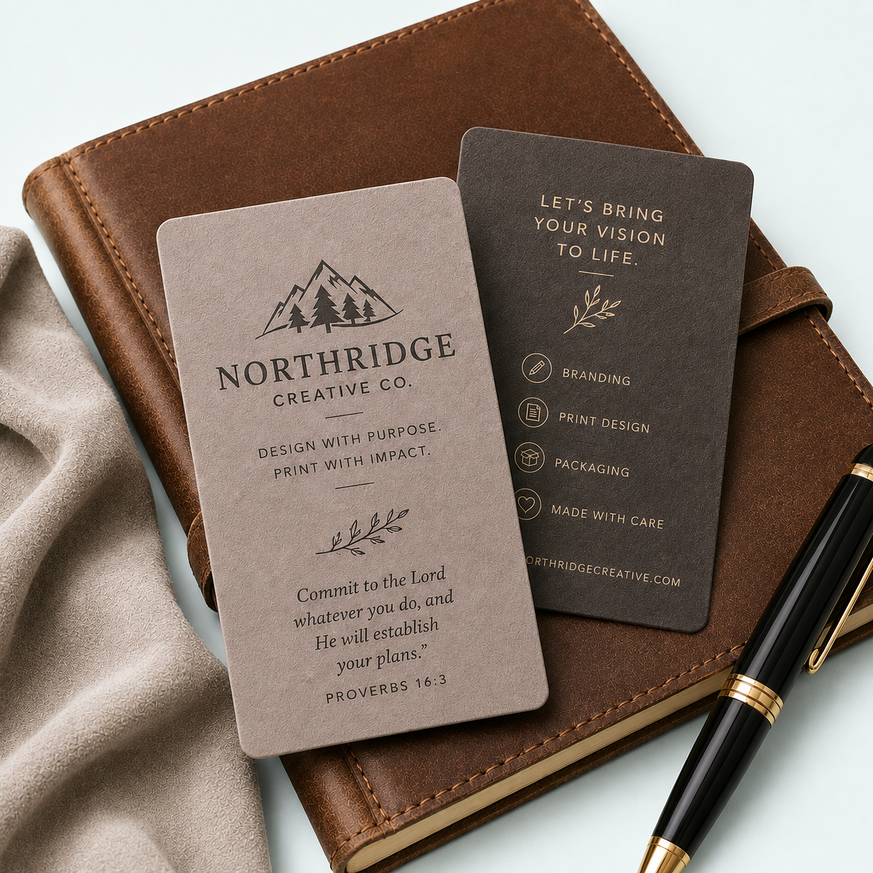Luxury printed cards with velvety suede lamination