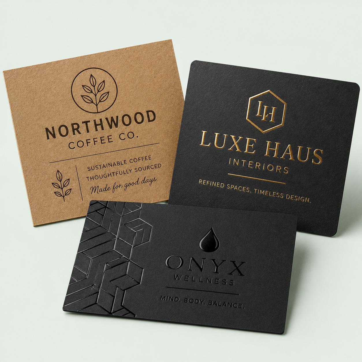 Assortment of premium specialty printed cards and finishes
