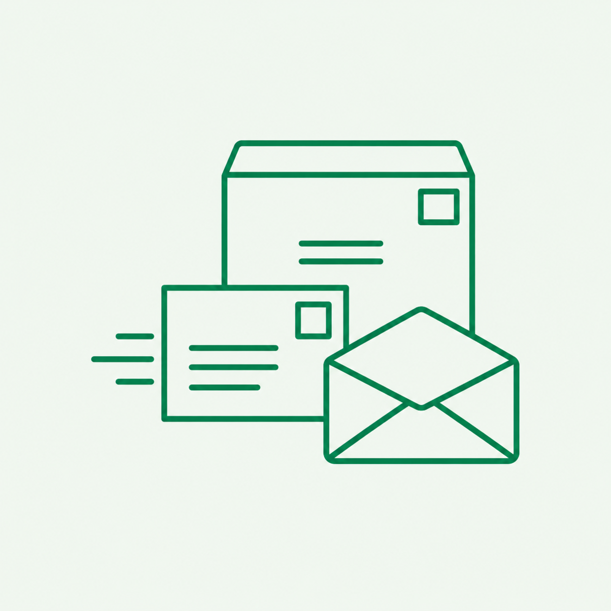 Direct mail postcards, addressed envelope and Every Door Direct Mail campaign materials