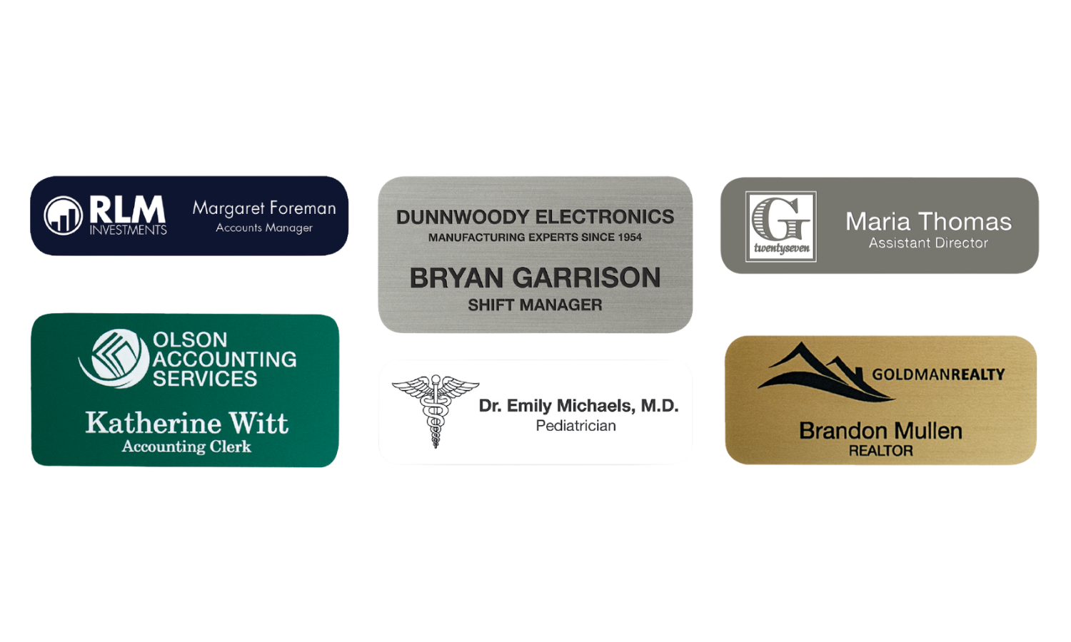 Rectangle engraved plastic badge illustration