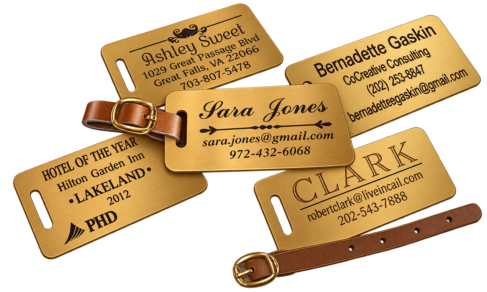 3 x 2 Engraved Tags / Badges illustration