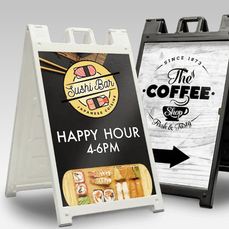 A-frame Sidewalk Sign Fresh Brewed Coffee With Graphics On Each Side 