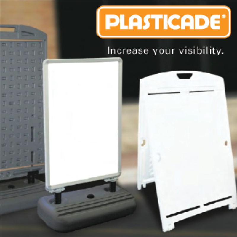 Plasticade Tri-Pod Sign Stand, Galvanized Steel, for Rigid Signs 36 & 48 SS100