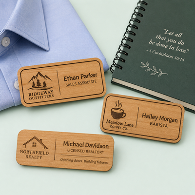 Engraved Wood Badges