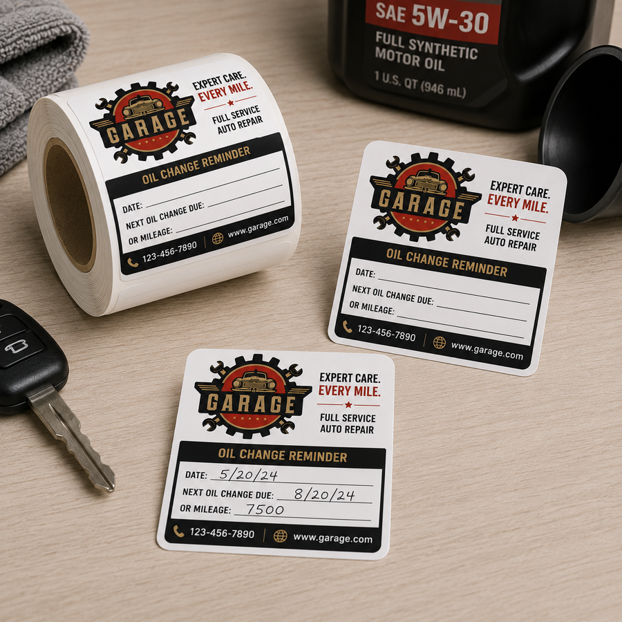 Oil Change Reminder Stickers